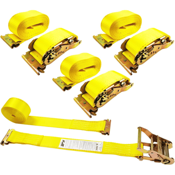E-track ratchet strap kit with end fittings for box truck cargo securement
