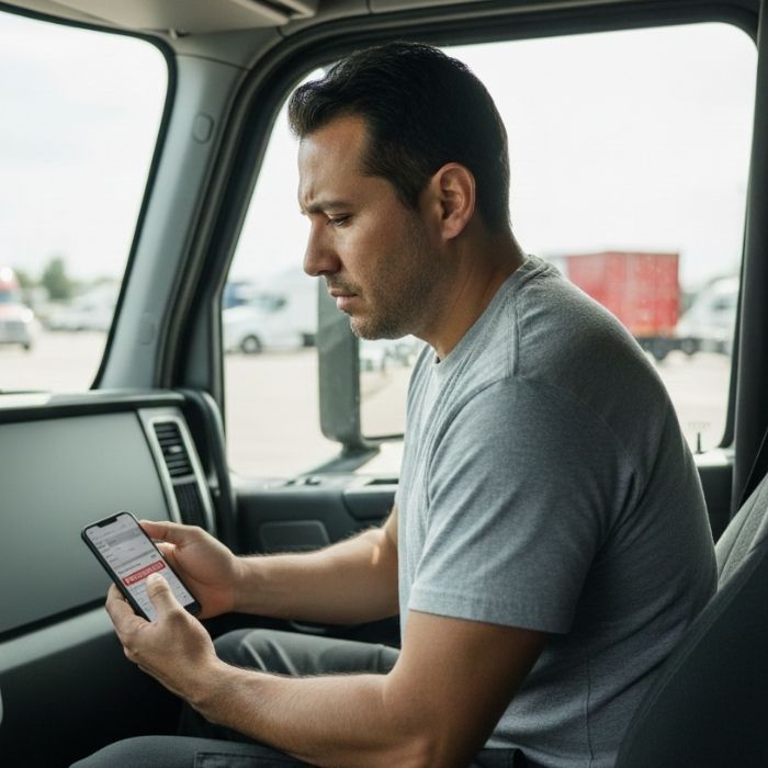 Truck driver parked after being marked prohibited in the FMCSA Clearinghouse