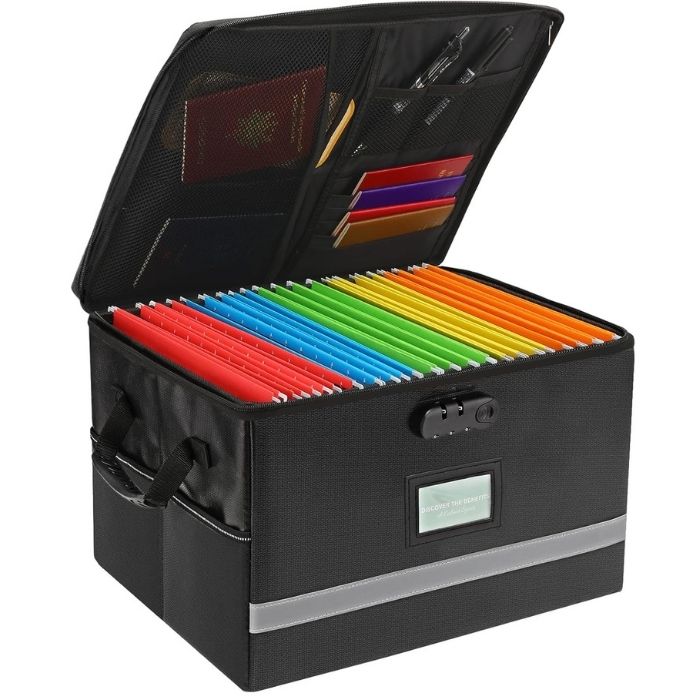 Fireproof file box for storing DOT and FMCSA compliance documents