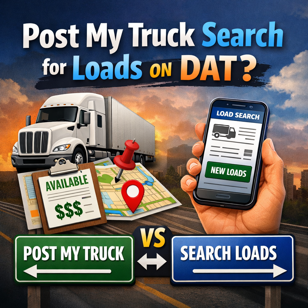 Owner-operator choosing between posting a truck or searching loads on the DAT load board