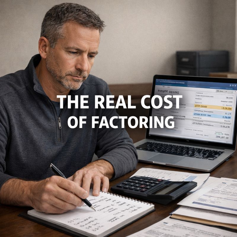 Owner-operator calculating factoring fees to understand the real cost of factoring in trucking