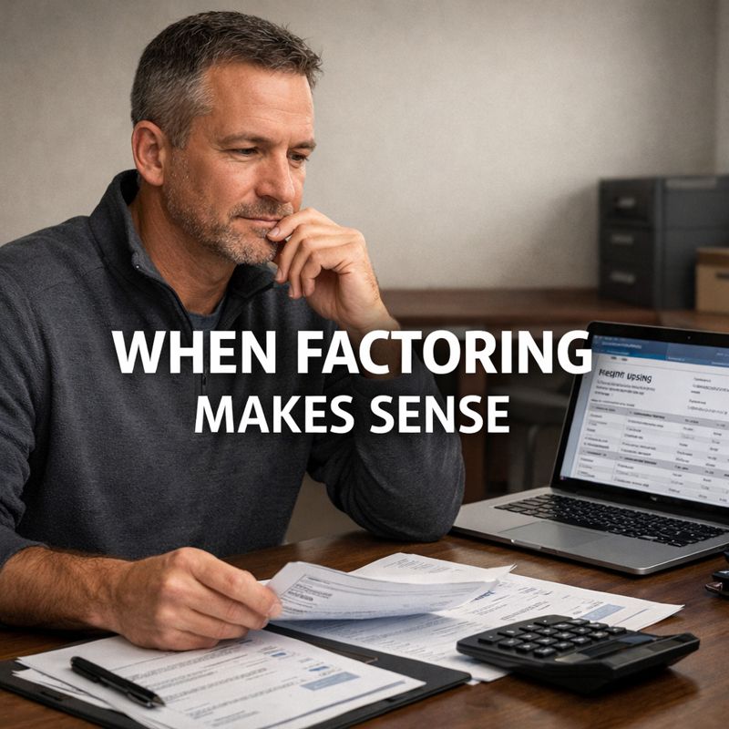 Owner-operator reviewing freight invoices to understand when factoring makes sense in trucking